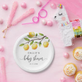 イエローレモンベビー男女兼用シャワー ペーパープレート (パーティー)