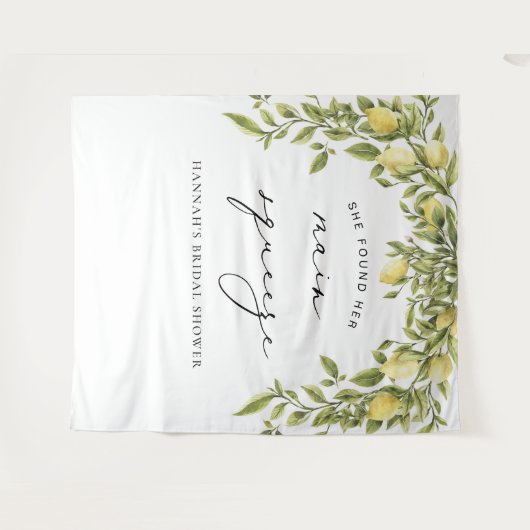 イエローレモンメインスクイーズブライダルシャワー背景 タペストリー (正面(横))