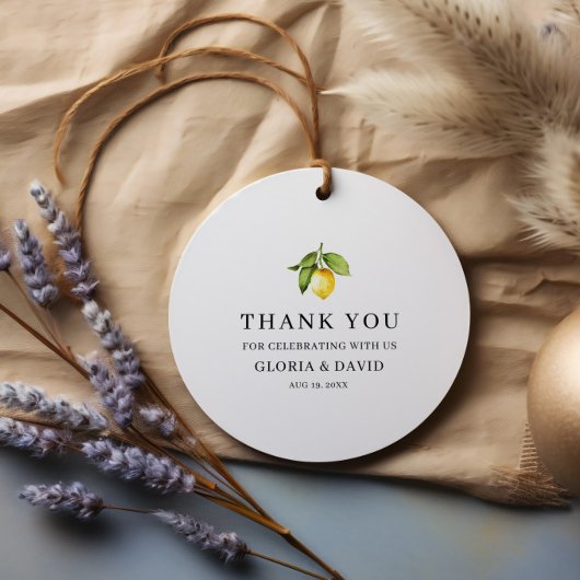 イエローレモンモダン結婚式の引き出物ラベル フェイバータグ