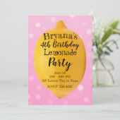 イエローレモンレモネードピンク誕生日パーティー 招待状 (スタンド正面)