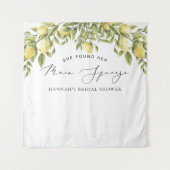 イエローレモン地中海のブライダルシャワー背景 タペストリー (正面)