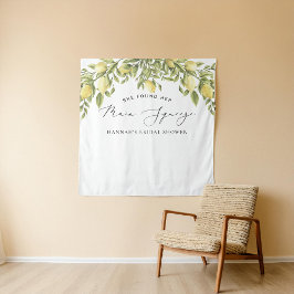 イエローレモン地中海のブライダルシャワー背景 タペストリー