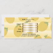 イエローレモン夏のフルーツ明るいギフト証明書 (裏面)