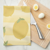 イエローレモン夏フルーツウォーターカラーおもしろいブライト キッチンタオル (四つ折り)