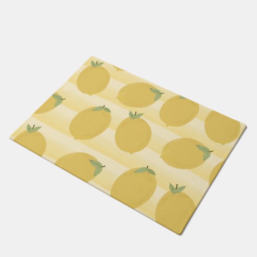 イエローレモン夏フルーツウォーターカラーおもしろいブライト ドアマット (アングル)