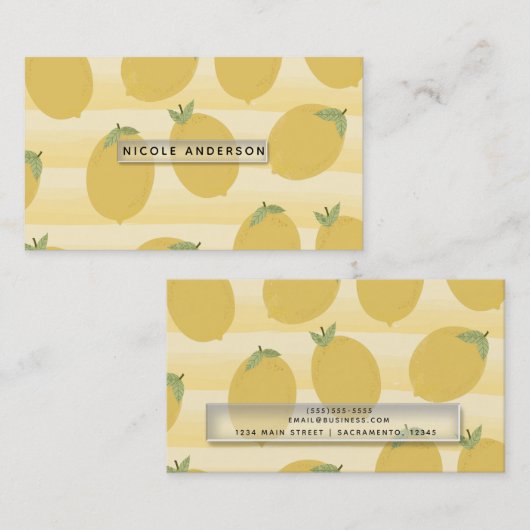 イエローレモン夏フルーツウォーターカラーおもしろいブライト 名刺 (正面/裏面)