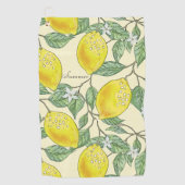 イエローレモン新鮮な熱気の夏の柑橘系パターン ゴルフタオル (正面)