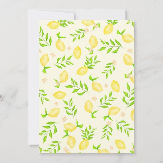 イエローレモン果実水彩写真ベビー誕生 案内状 (裏面)