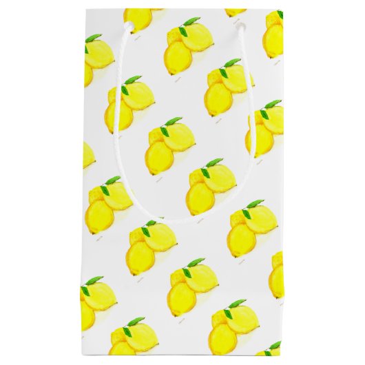 イエローレモン果実水彩柑橘類 スモールペーパーバッグ (正面)