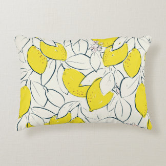 イエローレモン柑橘の手描きイラストレーション アクセントクッション