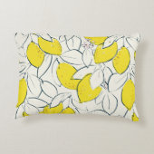 イエローレモン柑橘の手描きイラストレーション  アクセントクッション (裏面)