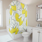 イエローレモン柑橘の手描きイラストレーション  シャワーカーテン (インサイチュ)