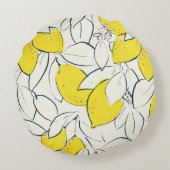 イエローレモン柑橘の手描きイラストレーション  ラウンドクッション (裏面)