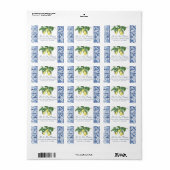 イエローレモン柑橘類の葉ブルーホワイト結婚ズ ラベル (フルシート)