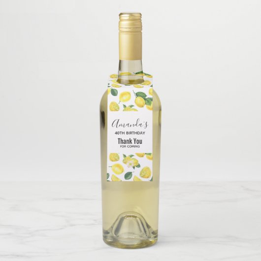 イエローレモン水の色のフルーツパターンありがとう ボトルネックタグ (ボトル)