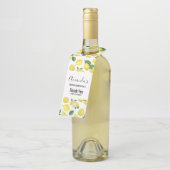 イエローレモン水の色のフルーツパターンありがとう ボトルネックタグ (アングル)