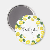 イエローレモン水の色のフルーツパターンありがとう マグネット (正面/裏面)