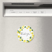 イエローレモン水の色のフルーツパターンありがとう マグネット (インサイチュ (食洗機))