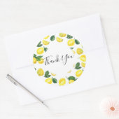 イエローレモン水の色のフルーツパターンありがとう ラウンドシール (封筒)