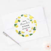 イエローレモン水の色のフルーツパターンキッチン ラウンドシール (封筒)