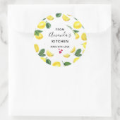 イエローレモン水の色のフルーツパターンキッチン ラウンドシール (バッグ)