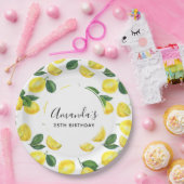 イエローレモン水カラーパターン誕生日 ペーパープレート (パーティー)