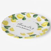 イエローレモン水カラーパターン誕生日 ペーパープレート (アングル)