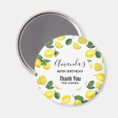イエローレモン水カラーフルーツパターン誕生日 マグネット (正面/裏面)