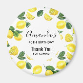 イエローレモン水カラーフルーツパターン誕生日 マグネット (正面)