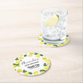 イエローレモン水カラーフルーツパターン誕生日 ラウンドペーパーコースター (インサイチュ)