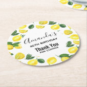 イエローレモン水カラーフルーツパターン誕生日 ラウンドペーパーコースター (アングル)