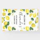 イエローレモン水カラーフルーツパターン誕生日 横断幕 (横)