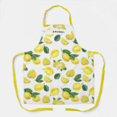 イエローレモン水彩果実模様 エプロン (正面)
