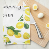 イエローレモン水彩果実模様 キッチンタオル (四つ折り)