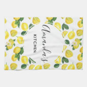 イエローレモン水彩果実模様 キッチンタオル (横)