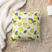 イエローレモン水彩果実模様 クッション (ブランケット)