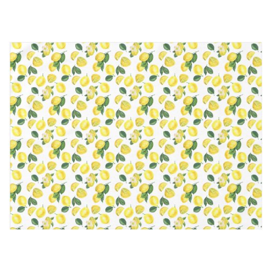 イエローレモン水彩果実模様 テーブルクロス (正面(横))