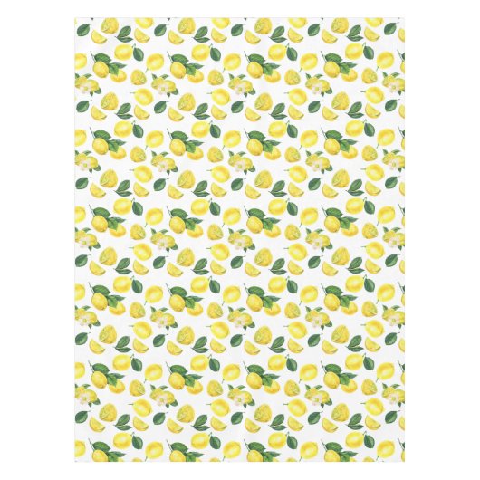イエローレモン水彩果実模様 テーブルクロス (正面)