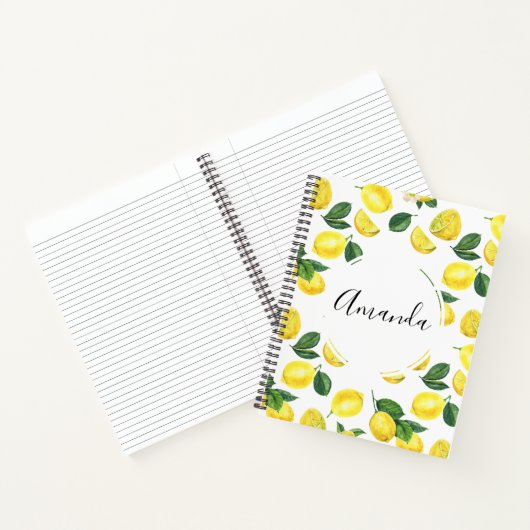 イエローレモン水彩果実模様 ノートブック (内部)