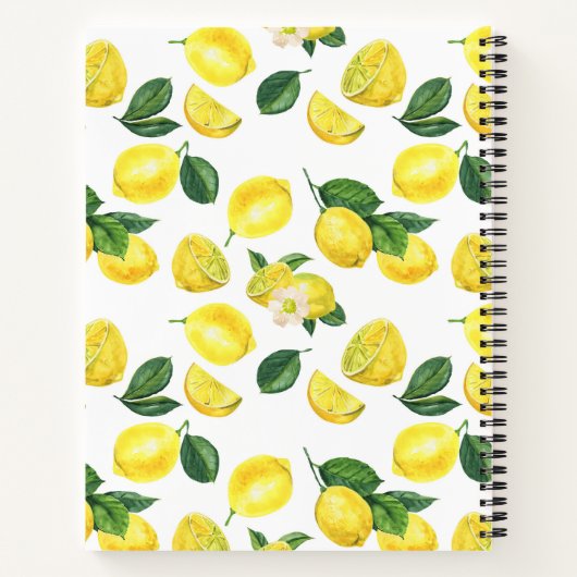 イエローレモン水彩果実模様 ノートブック (裏面)