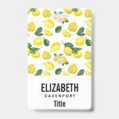 イエローレモン水彩果実模様 バッジ (裏面)