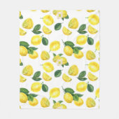イエローレモン水彩果実模様 フリースブランケット (正面)