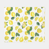 イエローレモン水彩果実模様 フリースブランケット (正面(横))
