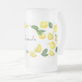 イエローレモン水彩果実模様 フロストグラスビールジョッキ (正面右)