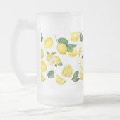 イエローレモン水彩果実模様 フロストグラスビールジョッキ (左)