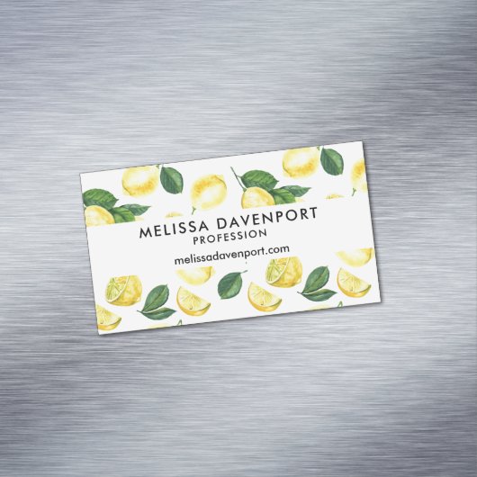 イエローレモン水彩果実模様 マグネット名刺 (インサイチュ)