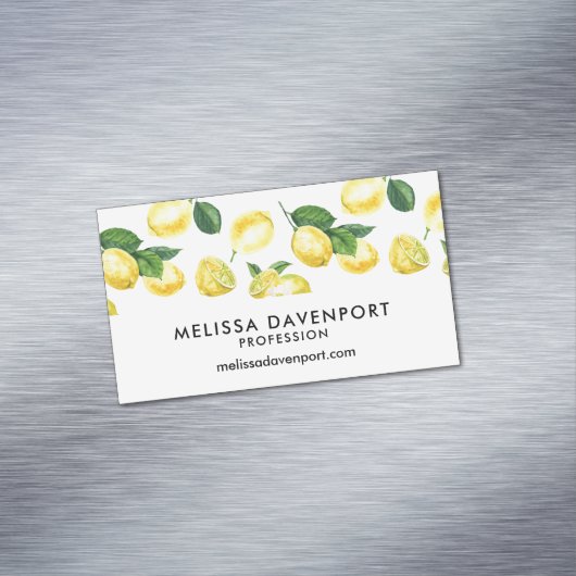 イエローレモン水彩果実模様 マグネット名刺 (インサイチュ)