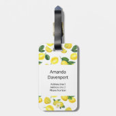 イエローレモン水彩果実模様 ラゲッジタグ (裏面縦)