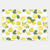 イエローレモン水彩果実模様 ラッピングペーパーシート (正面3)