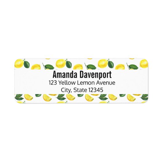 イエローレモン水彩果実模様 ラベル (正面)